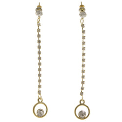 Gold-Tone Metal Dangle-Earrings With Crystal Accents #4016