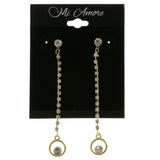 Gold-Tone Metal Dangle-Earrings With Crystal Accents #4016