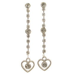 Heart Dangle-Earrings With Crystal Accents  Silver-Tone Color #3977