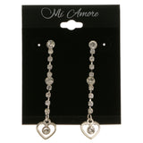 Heart Dangle-Earrings With Crystal Accents  Silver-Tone Color #3977