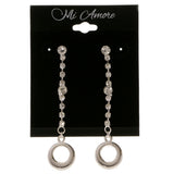 Silver-Tone Metal Dangle-Earrings With Crystal Accents #4006