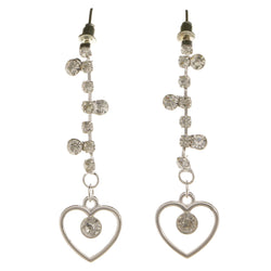 Heart Dangle-Earrings With Crystal Accents  Silver-Tone Color #3970