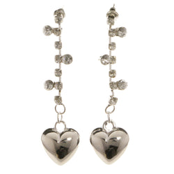 Heart Dangle-Earrings With Crystal Accents  Silver-Tone Color #3992