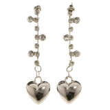 Heart Dangle-Earrings With Crystal Accents  Silver-Tone Color #3992