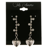 Heart Dangle-Earrings With Crystal Accents  Silver-Tone Color #3992