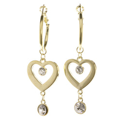 Heart Dangle-Earrings With Crystal Accents  Gold-Tone Color #3964