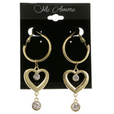 Heart Dangle-Earrings With Crystal Accents  Gold-Tone Color #3964