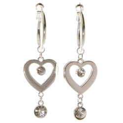 Heart Dangle-Earrings With Crystal Accents  Silver-Tone Color #4007