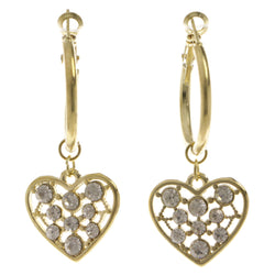 Heart Dangle-Earrings With Crystal Accents  Gold-Tone Color #4019
