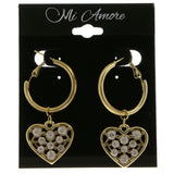 Heart Dangle-Earrings With Crystal Accents  Gold-Tone Color #4019