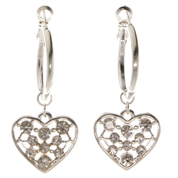 Heart Dangle-Earrings With Crystal Accents  Silver-Tone Color #3999