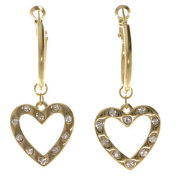 Heart Dangle-Earrings With Crystal Accents  Gold-Tone Color #3997