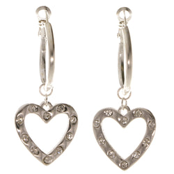Heart Dangle-Earrings With Crystal Accents  Silver-Tone Color #4008