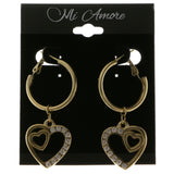 Heart Dangle-Earrings With Crystal Accents  Gold-Tone Color #4042