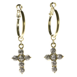 Cross Dangle-Earrings With Crystal Accents  Gold-Tone Color #3991