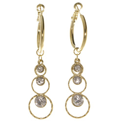 Gold-Tone Metal Dangle-Earrings With Crystal Accents #4000