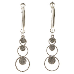 Silver-Tone Metal Dangle-Earrings With Crystal Accents #4044