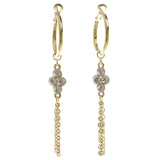 Gold-Tone Metal Dangle-Earrings With Crystal Accents #4029