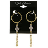 Gold-Tone Metal Dangle-Earrings With Crystal Accents #4029