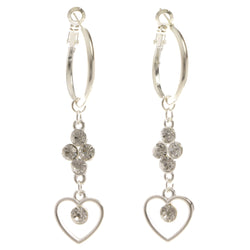 Heart Dangle-Earrings With Crystal Accents  Silver-Tone Color #4026
