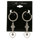 Heart Dangle-Earrings With Crystal Accents  Silver-Tone Color #4026