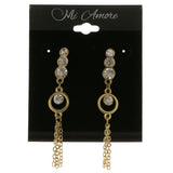 Gold-Tone Metal Dangle-Earrings With Crystal Accents #3979