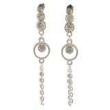 Silver-Tone Metal Dangle-Earrings With Crystal Accents #3974