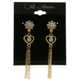 Heart Flower Dangle-Earrings  With Crystal Accents Gold-Tone Color #3957