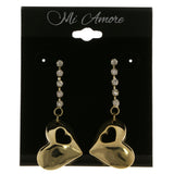 Heart Dangle-Earrings With Crystal Accents  Gold-Tone Color #3958