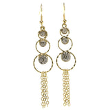 Gold-Tone Metal Dangle-Earrings With Crystal Accents #3996