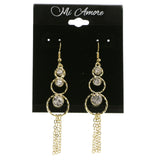 Gold-Tone Metal Dangle-Earrings With Crystal Accents #3996