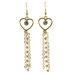 Heart Dangle-Earrings With Crystal Accents  Gold-Tone Color #3990