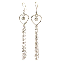 Heart Dangle-Earrings With Crystal Accents  Silver-Tone Color #3988