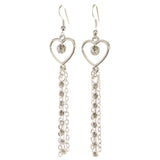 Heart Dangle-Earrings With Crystal Accents  Silver-Tone Color #3988