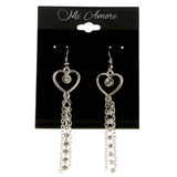 Heart Dangle-Earrings With Crystal Accents  Silver-Tone Color #3988