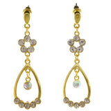 Gold-Tone Metal Dangle-Earrings With Crystal Accents #3973