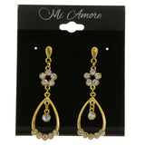 Gold-Tone Metal Dangle-Earrings With Crystal Accents #3973