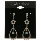 Silver-Tone & Multi Colored Metal Dangle-Earrings With Crystal Accents #3980