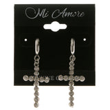 Cross Dangle-Earrings With Crystal Accents  Silver-Tone Color #4033