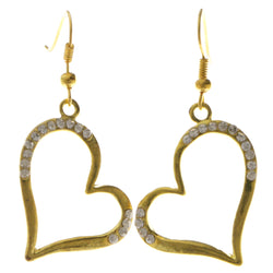 Heart Dangle-Earrings With Crystal Accents  Gold-Tone Color #4035