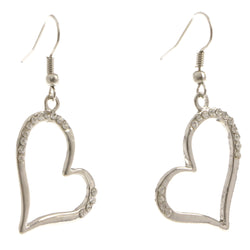 Heart Dangle-Earrings With Crystal Accents  Silver-Tone Color #4021