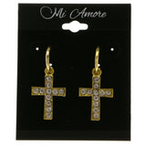 Cross Dangle-Earrings With Crystal Accents  Gold-Tone Color #4038