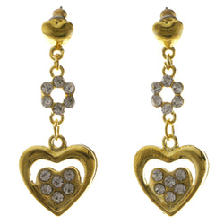 Heart Dangle-Earrings With Crystal Accents  Gold-Tone Color #4049