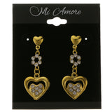 Heart Dangle-Earrings With Crystal Accents  Gold-Tone Color #4049