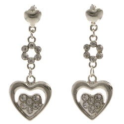 Heart Dangle-Earrings With Crystal Accents  Silver-Tone Color #4009