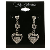 Heart Dangle-Earrings With Crystal Accents  Silver-Tone Color #4009