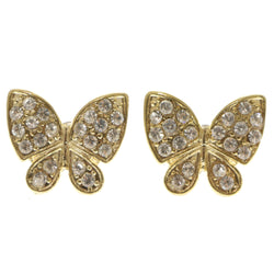 Butterfly Hoop-Earrings With Crystal Accents  Gold-Tone Color #4022
