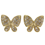 Butterfly Hoop-Earrings With Crystal Accents  Gold-Tone Color #4022