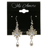 Heart Dangle-Earrings With Crystal Accents  Silver-Tone Color #4017