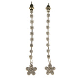 Silver-Tone Metal Dangle-Earrings With Crystal Accents #3960